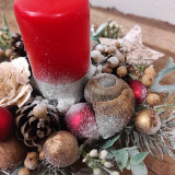 Svietidlá - Vianočný svietnik, sviatočný aranžmán, vianočná dekorácia na stôl - 16114506_