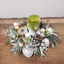 Svietidlá a sviečky - Vianočný svietnik, vianočná dekorácia na stôl - 16114385_