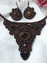 Sady šperkov - Izabela- hnedý šujtášový set - 16116891_