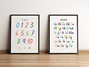 Papier - Plagáty Montessori do detkej izby - abeceda a čísla (Pestrofarebná neutrálne farby) - 16113268_