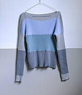 Svetre a kardigány - šedo-modro-zelený pulover ,bambus-bavlna - 16113621_