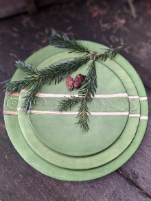 Nádoby - Dekoračné hlinené taniere vianočné - 16118549_