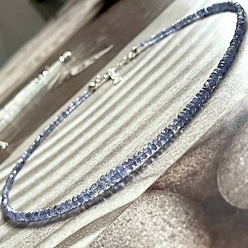 Luxury Natural Tanzanite Rondelle Necklace AG925 / Náhrdelník prírodný tanzanit rondelky A101