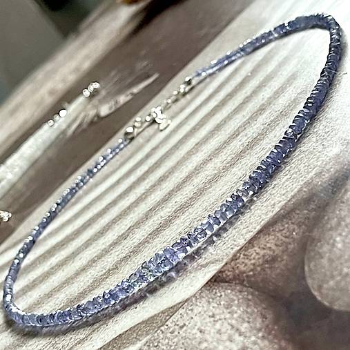 Luxury Natural Tanzanite Rondelle Necklace AG925 / Náhrdelník prírodný tanzanit rondelky A101