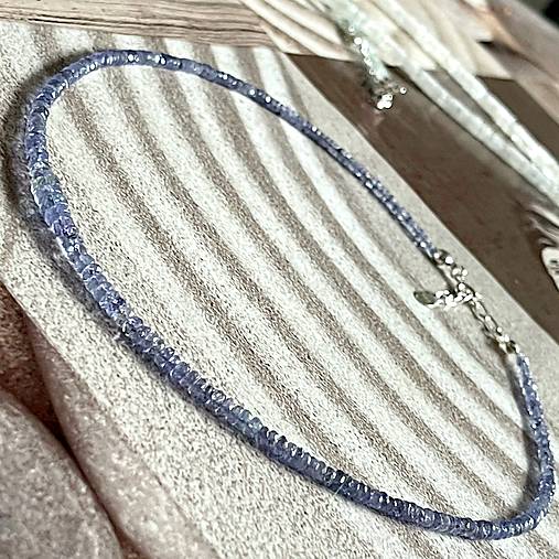 Luxury Natural Tanzanite Rondelle Necklace AG925 / Náhrdelník prírodný tanzanit rondelky A101