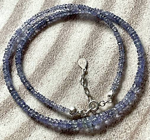 Luxury Natural Tanzanite Rondelle Necklace AG925 / Náhrdelník prírodný tanzanit rondelky A101