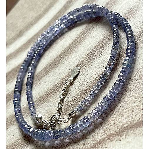 Luxury Natural Tanzanite Rondelle Necklace AG925 / Náhrdelník prírodný tanzanit rondelky A101