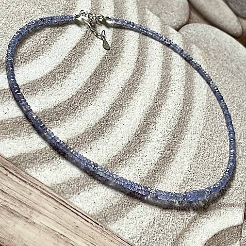 Luxury Natural Tanzanite Rondelle Necklace AG925 / Náhrdelník prírodný tanzanit rondelky A101