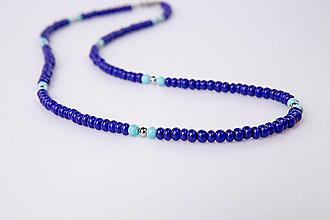 Pánske šperky - pánsky náhrdelník modrý - 16117742_