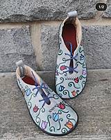 Ponožky, pančuchy, obuv - Maľované polobotky šedé barefoot - 16121274_