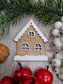 Dekorácie - Vianočná ozdoba na stromček - hnedý domček - 16121083_