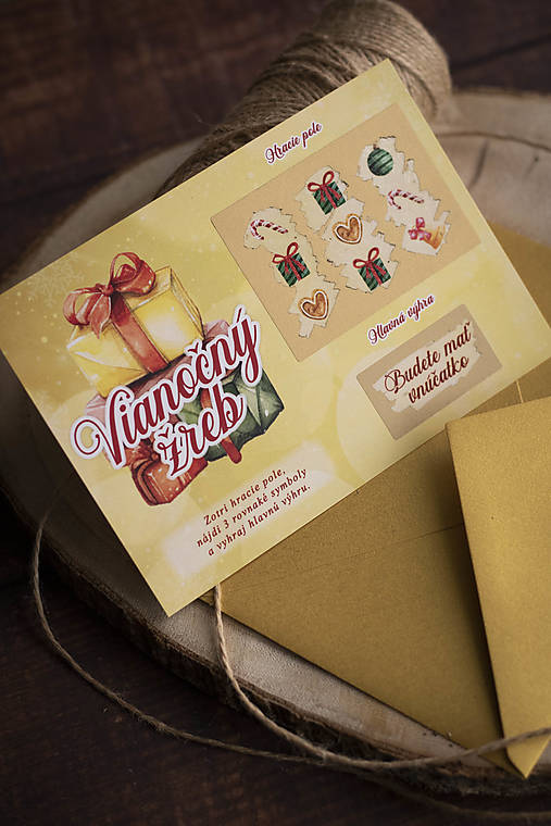 Papiernictvo - "Veselé Vianoce " stierací žreb - Žltá (Budeme mať BÁBÄTKO) - 16120107_