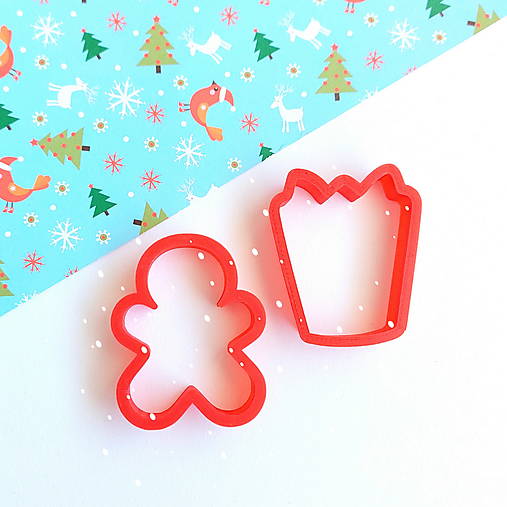 Príbory, varešky, pomôcky - Sada vianočných vykrajovačiek 5cm (perníček a darček) - 16117438_