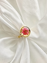 Prsteň zo živice kruh - ružový kvet