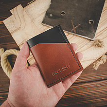 Pánske tašky - Kožená peňaženka / puzdro na karty Hunter (Chestnut + Black) - 16120774_