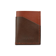 Pánske tašky - Kožená peňaženka / puzdro na karty Hunter (Dark Brown + Chestnut) - 16120793_