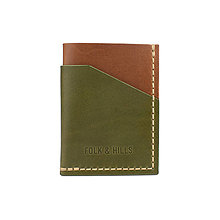 Pánske tašky - Kožená peňaženka / puzdro na karty Hunter (Olive + Whiskey) - 16120803_