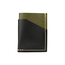 Pánske tašky - Kožená peňaženka / puzdro na karty Hunter (Black + Olive) - 16120825_