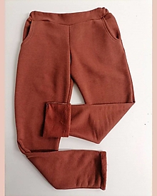 Nohavice - Dámské teplé kalhoty hnědé - 16118606_