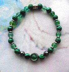 Náramky - V zelených tónoch- náramky pružné (howlit+ kremeň+ hematit 6mm) - 16121967_
