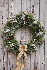 Dekorácie - Vianočný veniec - Biela sova - 16124725_