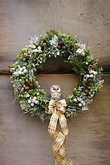 Dekorácie - Vianočný veniec - Biela sova - 16124732_