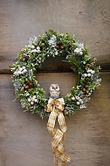 Dekorácie - Vianočný veniec - Biela sova - 16124734_