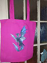 Tenšia nákupná bavlnená taška s dlhými ušami (Fuchsiová - modrý drak)