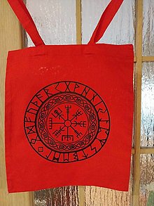 Nákupné tašky - Hrubšia bavlnená nákupná taška s dlhými ušami  (Vegvisir Viking) - 16124516_