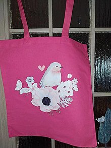 Nákupné tašky - Hrubšia bavlnená nákupná taška s dlhými ušami  (Vtáčik) - 16124533_