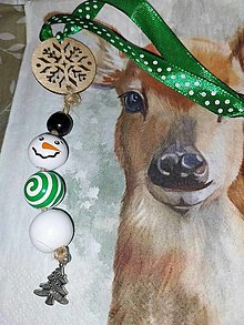 Dekorácie - Vianočný drevený SNEHULIAK - ozdoba na stromček (Vločka kruh) - 16125147_