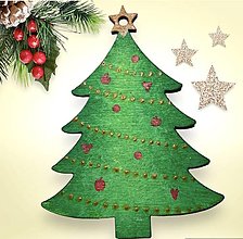 Dekorácie - Drevená otiginálna Vianočná ozdoba-stromček (Zelená) - 16124555_