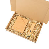 Pánske tašky - Darčekový set kožená peňaženka Forester + kľúčenka (Natural) - 16124504_