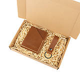 Pánske tašky - Darčekový set kožená peňaženka Forester + kľúčenka (Whiskey) - 16124765_