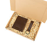 Pánske tašky - Darčekový set kožená peňaženka Forester + kľúčenka (Dark Brown) - 16124790_
