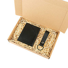 Pánske tašky - Darčekový set kožená peňaženka Forester + kľúčenka (Black) - 16124846_