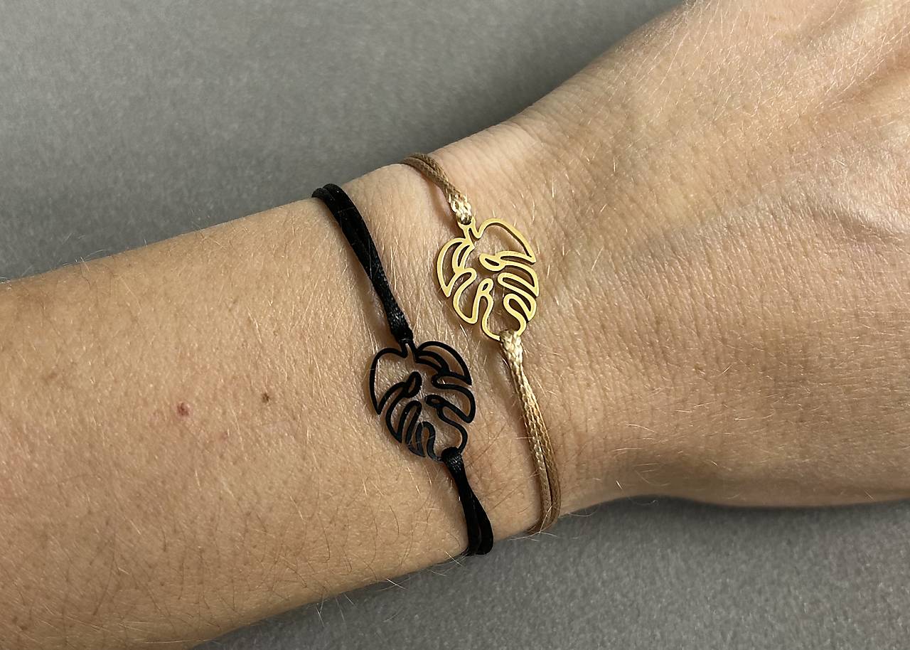 Šnúrkový náramok “Monstera” z chirurgickej ocele