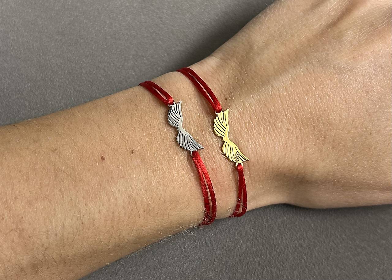 Šnúrkový ochranný náramok “Anjelske krídla” z chirurgickej ocele