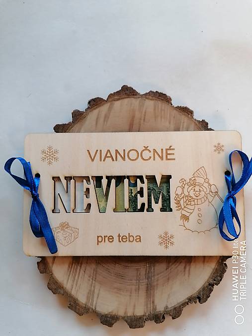 Papiernictvo - Vianočna drevena obálka NEVIEM snehuliak  _rôzne farby stuhy - 16122347_
