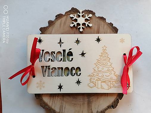 Papiernictvo - Vianočna drevena obálka_ Veselé Vianoce _ stromček _rôzne farby stuhy - 16122767_