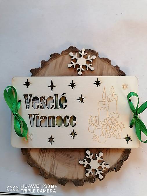 Papiernictvo - Vianočna drevena obálka_ Veselé Vianoce _ sviečky_rôzne farby stuhy - 16122771_