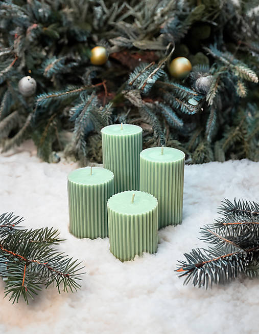 Sviečky - Adventné sójové sviečky (Svetlo-zelená) - 16122856_