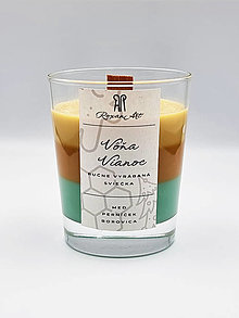 Svietidlá a sviečky - Vôňa Vianoc - sójová sviečka troch vôní v skle s dreveným knôtom, 230 ml - 16124349_