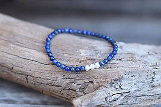 Náramky - Tenký náramok lapis lazuli, perly - 16121793_