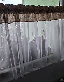 Úžitkový textil - Záclonka bielo-strieborné vločky na režnej (Vitrážková s volánikom 1,80*60 cm) - 16129453_
