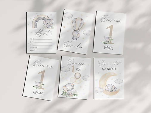 Papiernictvo - Míľnikové kartičky sloník - 16126825_