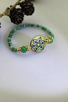 Náramky - mandala a smaragd náramok - 16127025_