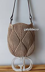 Kabelky - Háčkovaná bavlnená kabelka s 3D vzorom (Bledá béžová) - 16126981_
