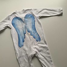 Detské oblečenie - Maľované pyžamko s krídlami pre Vášho malého anjela (veľkosť (Veľkosť  74) - 16129987_