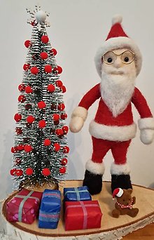 Dekorácie - vianočná dekorácia s plsteným Mikulášom - 16128443_